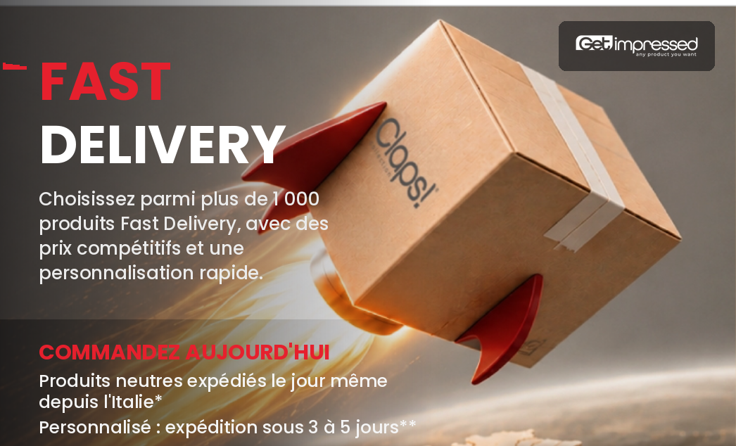 Get Impressed Fast Delivery, objets publicitaires personnalisables expédiés rapidement