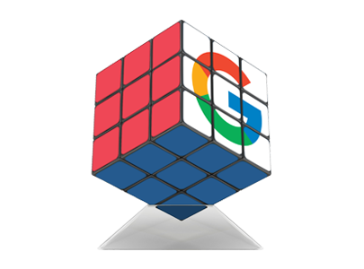 Rubik's Cube 3x3 personnalisé avec logo Google, objet publicitaire premium
